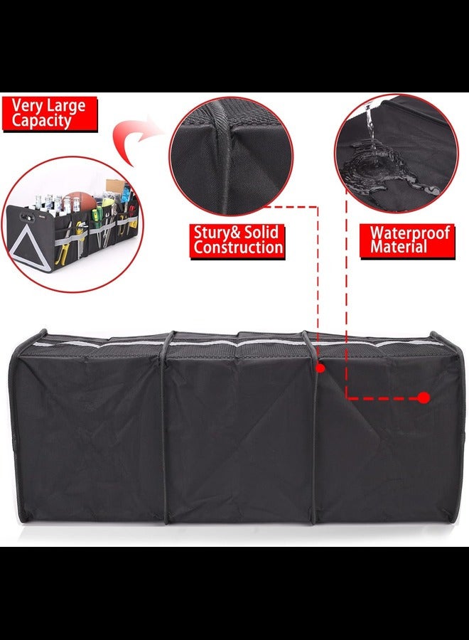 Large Collapsible Trunk Organizer with Multi Pockets, 3 Compartments Storage Organizer for Car, SUV, Minivan, Reinforced Handles, Foldable and Waterproof (Black, 3 Compart-Large) - Image 2