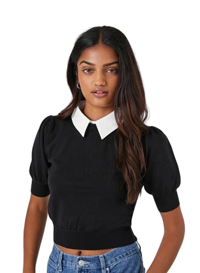 FOREVER 21 Sweater-Knit Collar Crop Top - Image 1