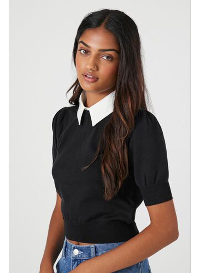 FOREVER 21 Sweater-Knit Collar Crop Top - Image 2