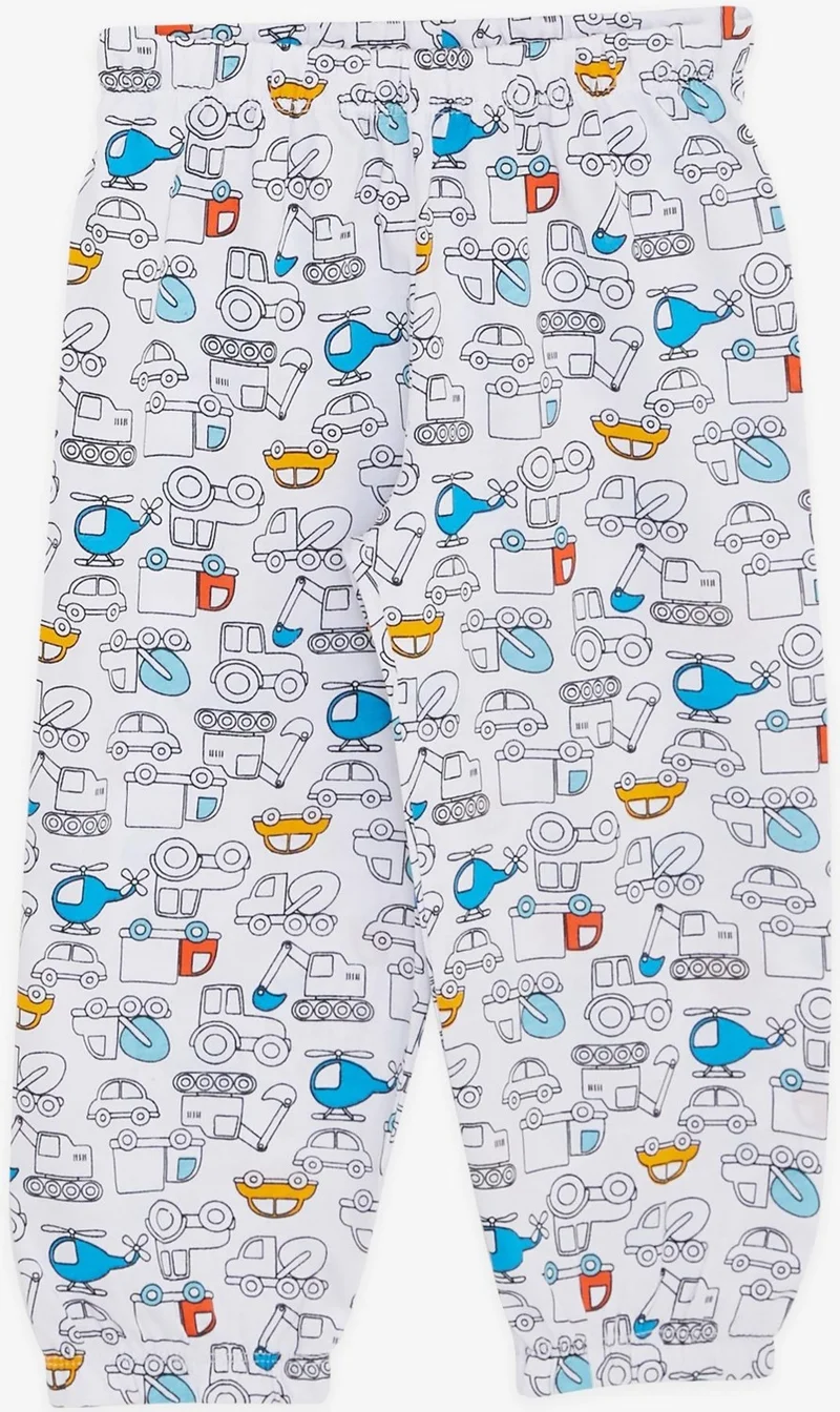 Breeze Girls & Boys Baby Boy Pajama Set, Vehicle Patterned, 9 Months-3 Years, White