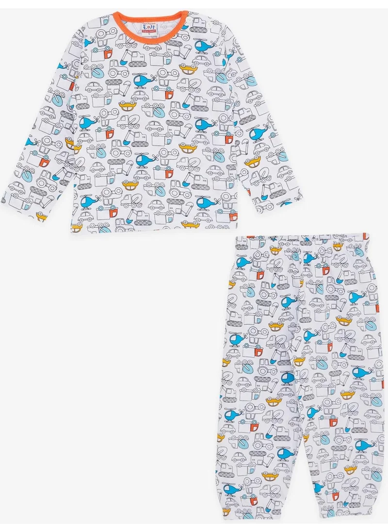 Breeze Girls & Boys Baby Boy Pajama Set, Vehicle Patterned, 9 Months-3 Years, White