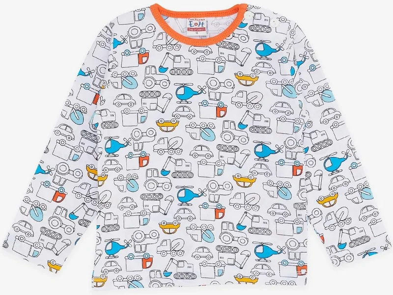 Breeze Girls & Boys Baby Boy Pajama Set, Vehicle Patterned, 9 Months-3 Years, White