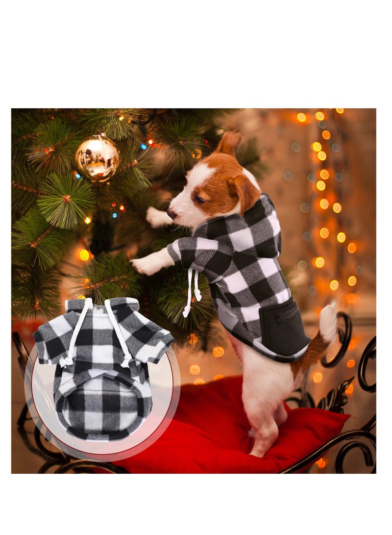 SYOSI 2 Pieces Plaid Dog Hoodies Buffalo Dog Hooded Sweatshirts Dog Cold Weather Coats Pet Clothes Apparel with Pocket for Small Medium Dogs (Black White, Beige Black,Medium) - Image 5