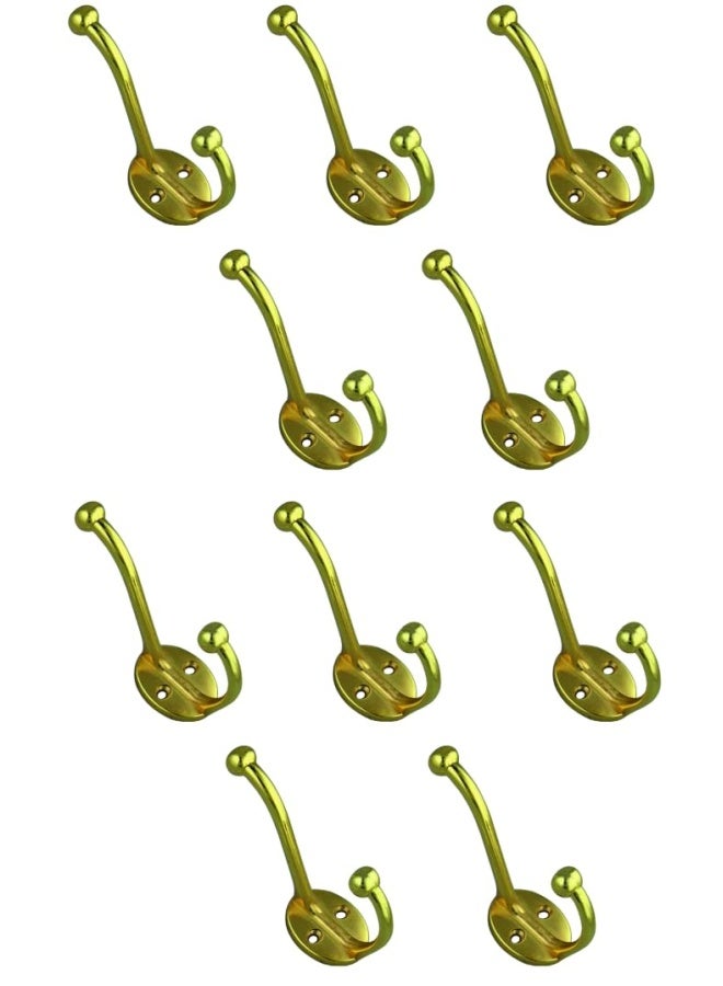 ROBUSTLINE Multipurpose Wall Mounted Double Hat And Coat Hooks For Clothes Coats Hats Belts Towels Cs-257 10 Gold Plated