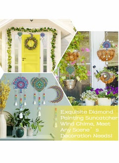 SYOSI Diamond Painting Pendant Kids, Double Sided Crystal Gem Paint by Number Stereoscopic Hanging Ornaments, Wind Chime Moon Heart Mandala for Home Garden Adults Kids (3 Pcs)  - Image 4