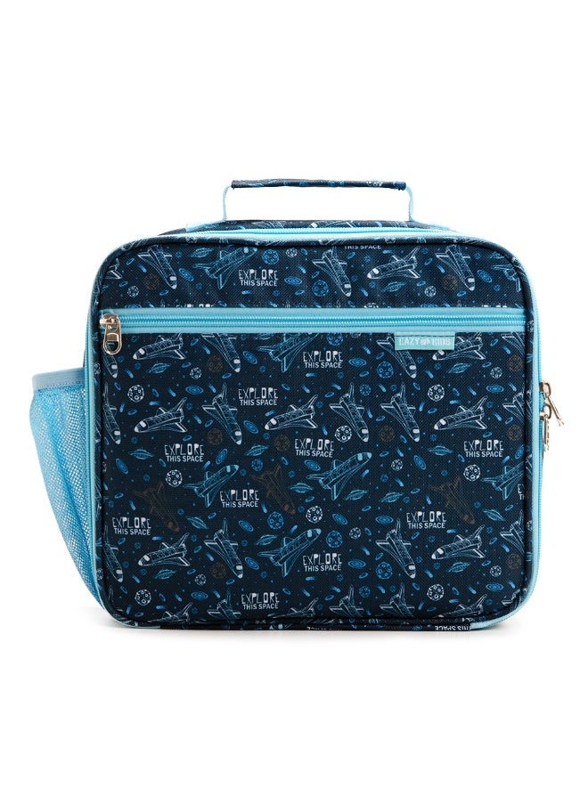 Eazy Kids Eazy Kids Jumbo Bento Lunch Box w/ 360ml Steel Water Bottle, Spoon & Fork Set, and Insulated Lunch Bag - Aircraft Blue  - Image 4