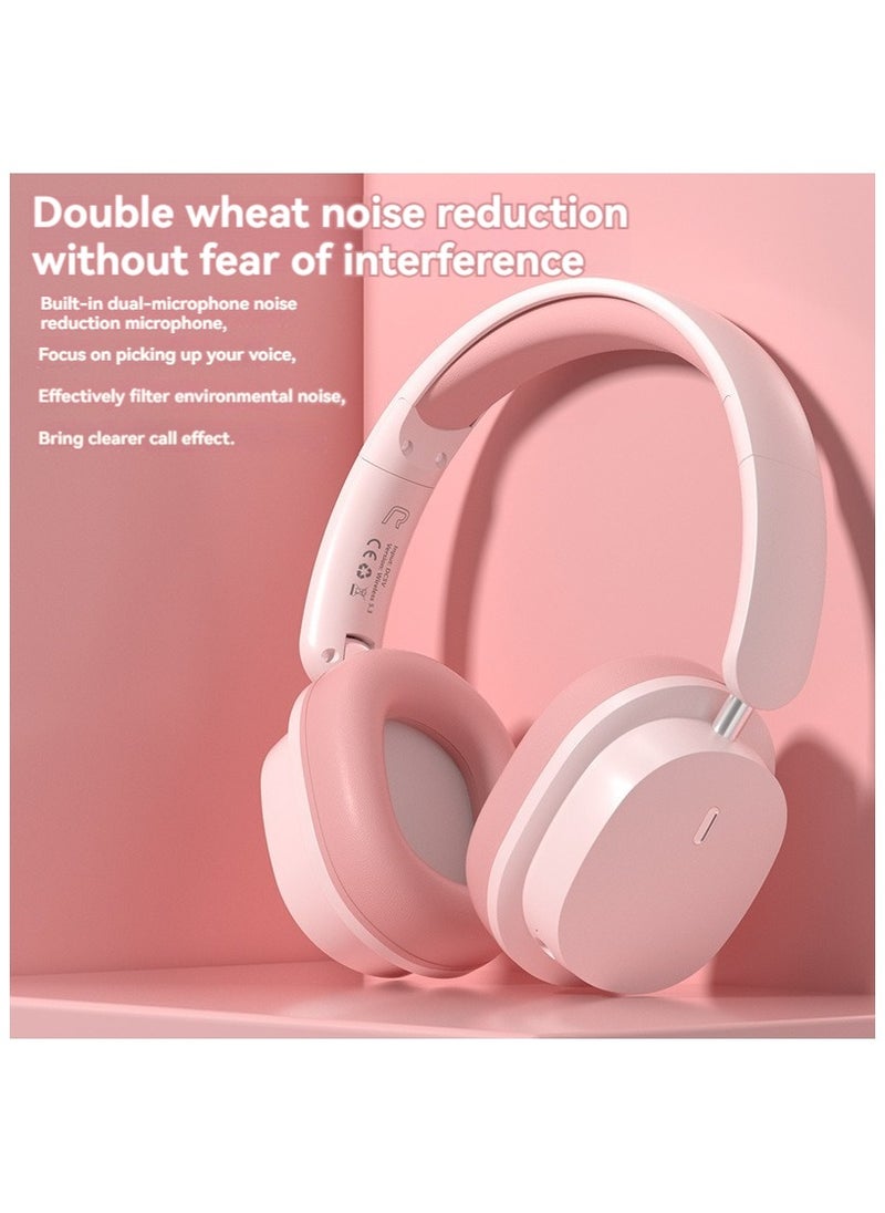 QCY H3 ANC wireless headphones with active noise cancellation, high-resolution audio, Bluetooth 5.4, microphone, 60 hours playback, multi-point connection, foldable design（pink） .