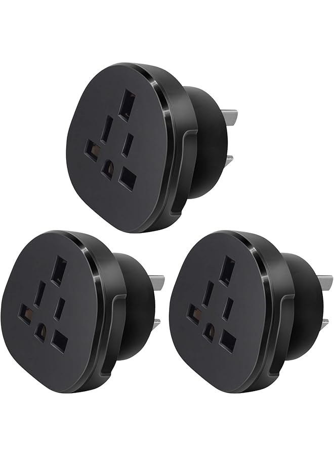 promass SAA Approved UAE/KSA/UK/US/JP/CA to AU/NZ Adaptor Plug with Insulated Pins, AE/US Plug Convert to 3-Pin Australian/New Zealand/China Socket (3 Pieces Black)