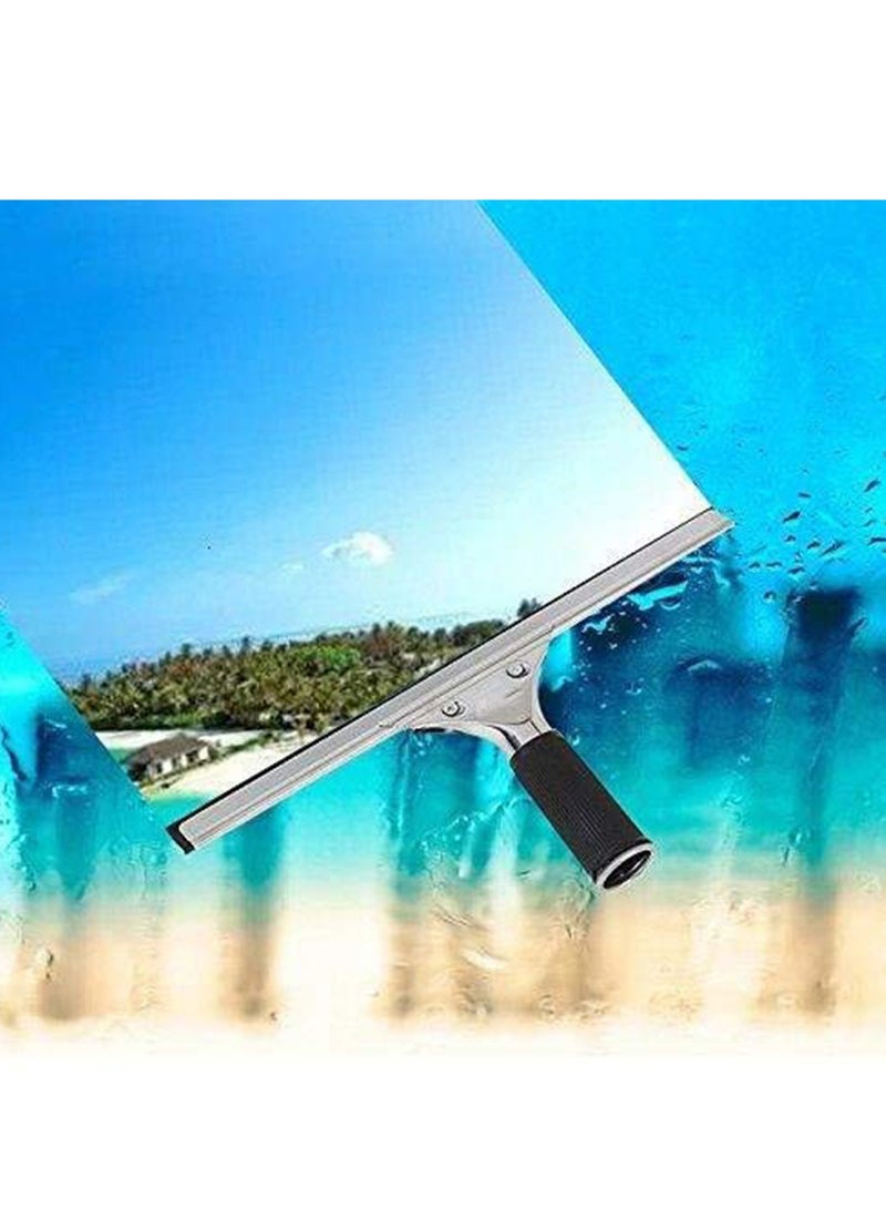 SYOSI Shower Squeegees, Stainless Steel Wiper Window Squeegees for Car Floor Bathroom Mirror Wiper Windows Glass Wiper, Window Cleaner All-Purpose Squeegee with Blades 35CM (14")  - Image 4