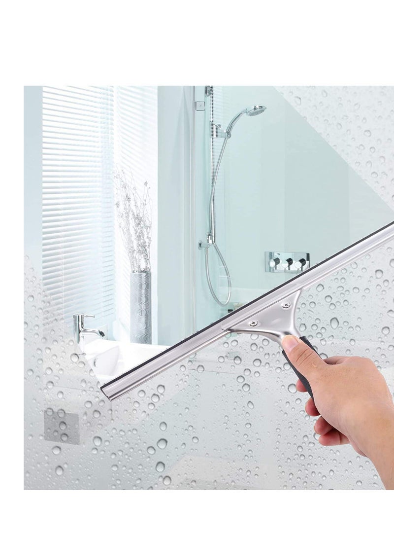 SYOSI Shower Squeegees, Stainless Steel Wiper Window Squeegees for Car Floor Bathroom Mirror Wiper Windows Glass Wiper, Window Cleaner All-Purpose Squeegee with Blades 35CM (14")  - Image 5