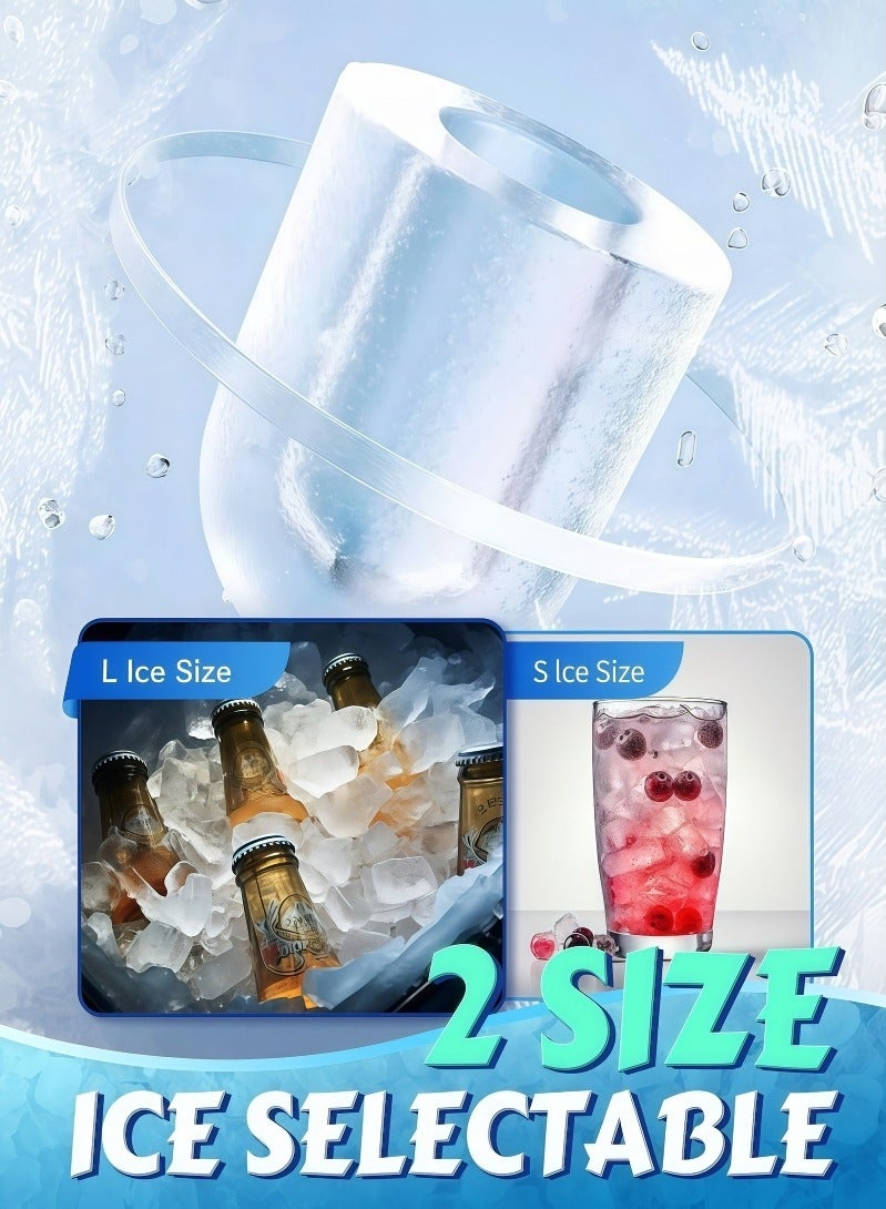 Vizo Hise Countertop Ice Maker, Portable Ice Making Machine 9 Cubes in 6 Mins, 15kg/24Hrs, 2 Sizes, Auto-Cleaning Function, Ice Machine w/Basket & Scoop for  Home, Party, RV, Camping - Image 5