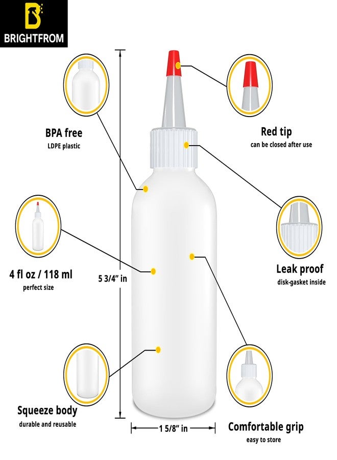 BRIGHTFROM Squeeze Hair Color Applicator Bottles with Red Top Cap, 4 OZ Empty Plastic Containers, Refillable, Leak Proof - Open/Close Nozzle - Multi Purpose/Coloring (Pack of 2) - Image 2