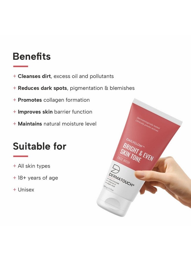 DERMATOUCH غسول الوجه المنعش والموحد اللون مع النياسيناميد وفيتامين إي وحمض الكوجيك؛ منظف يومي لطيف للوجه لعلاج التصبغات السمراء واللون غير الموحد 150 جرام - Image 3