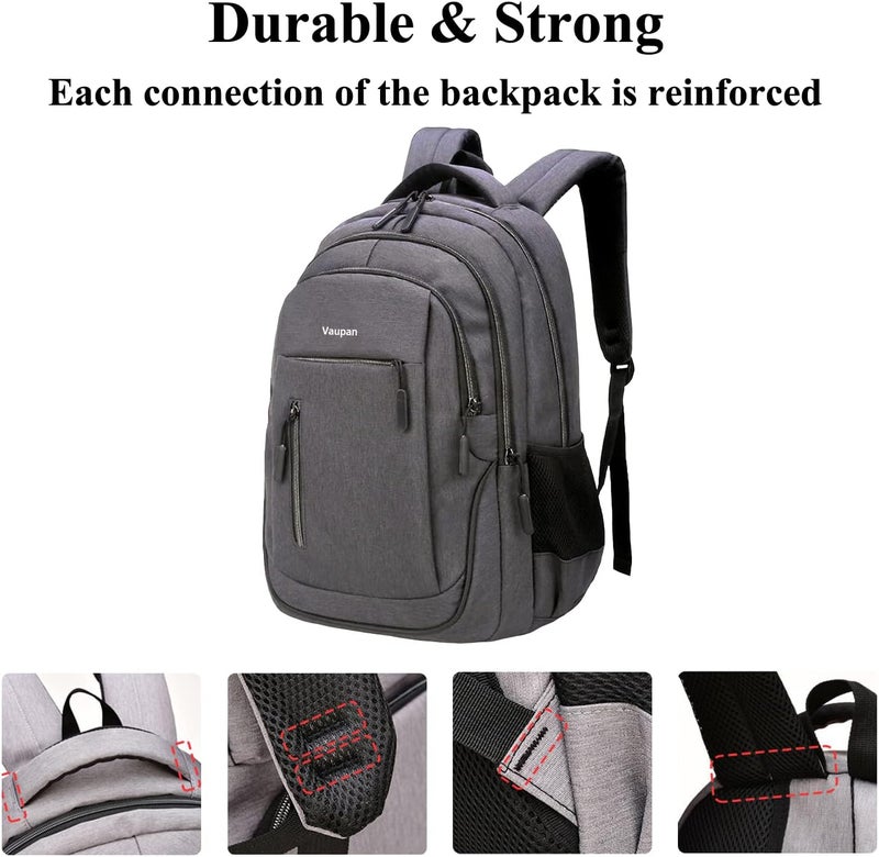 Vaupan Business Travel Laptop Backpack, Water Resistant College School Computer Bag Gifts with USB Charging Port for Men & Women Fits 15.6 Inch Notebook - Image 5