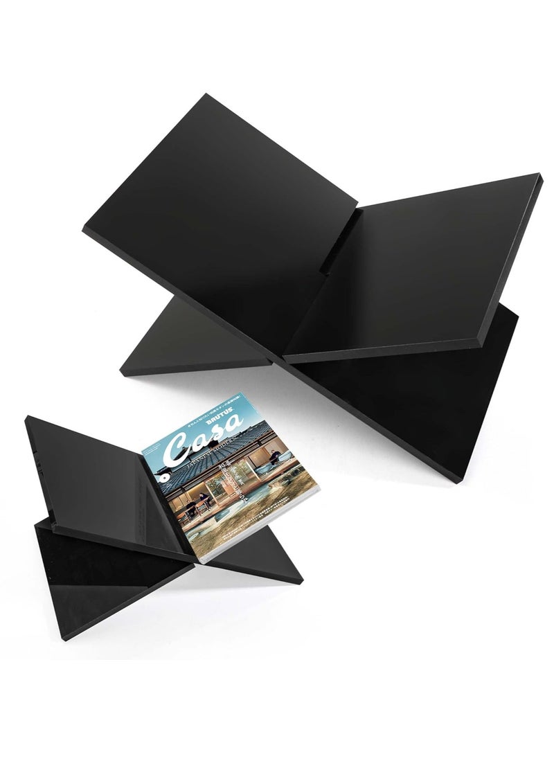 Relex Book Stand Book Holder with Transparent Protective Film, Small Cookbook Stand Book Display Stand Open Reading Stand for Books, Recipes, Coffee Books, Magazines, Art Books(Black)  - Image 1