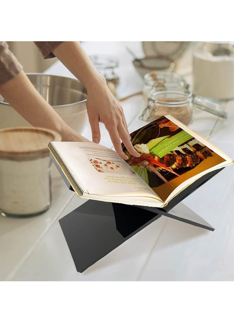 Relex Book Stand Book Holder with Transparent Protective Film, Small Cookbook Stand Book Display Stand Open Reading Stand for Books, Recipes, Coffee Books, Magazines, Art Books(Black)  - Image 2