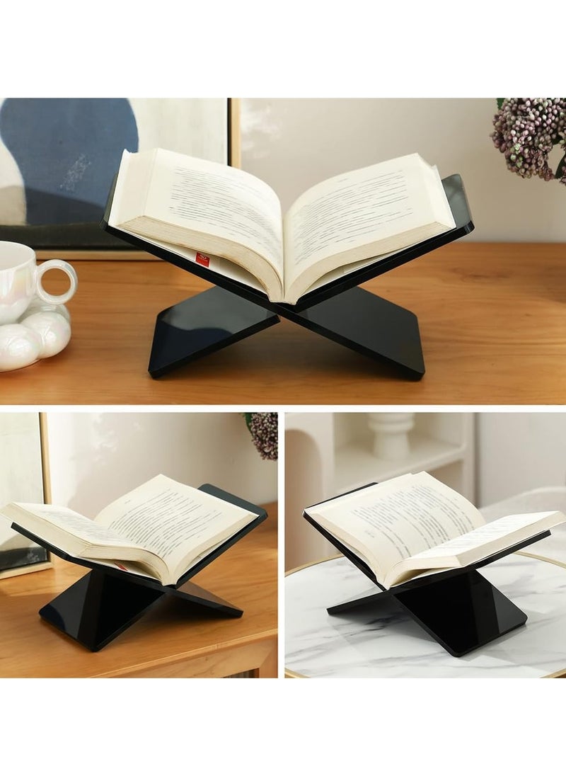 Relex Book Stand Book Holder with Transparent Protective Film, Small Cookbook Stand Book Display Stand Open Reading Stand for Books, Recipes, Coffee Books, Magazines, Art Books(Black)  - Image 3