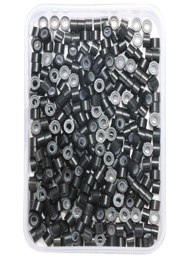 GOTDYA 4mm-300pcs Hair Tinsel Beads,Silicone Lined Micro Rings,MicroLink Beads for Hair Extensions,Black - Image 1