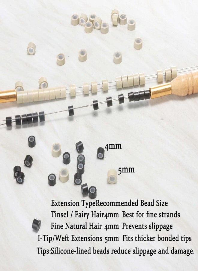 GOTDYA 4mm-300pcs Hair Tinsel Beads,Silicone Lined Micro Rings,MicroLink Beads for Hair Extensions,Black - Image 2