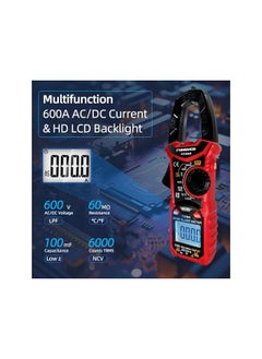FNNEMGE FNNEMGE HT206D Clamp Meter, 6000 Counts Auto-Range Multimeter 600A AC/DC Current, 600V AC/DC Voltage with LCD Backlit, Capacitance, Continuity, Resistance, Duty, Diodes, Frecruncy, Temperature, NCV  - Image 3