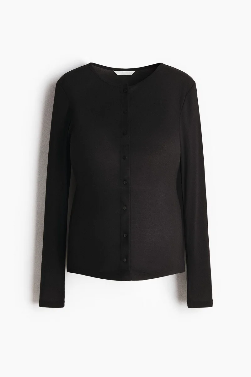 H&M  MAMA Fine-knit button-front top for Women | Best Price UAE
