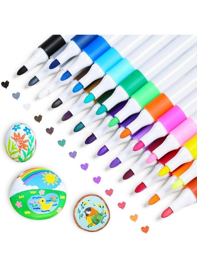Amitasha 24 Shades Acrylic Markers Pen Paint Set for Rock Painting, Wood Painting, Art Craft Calligraphy Drawing, Glass Ceramic Fabric, Journal, Doodling, Writing Books, Perfect for Sketching - Image 1