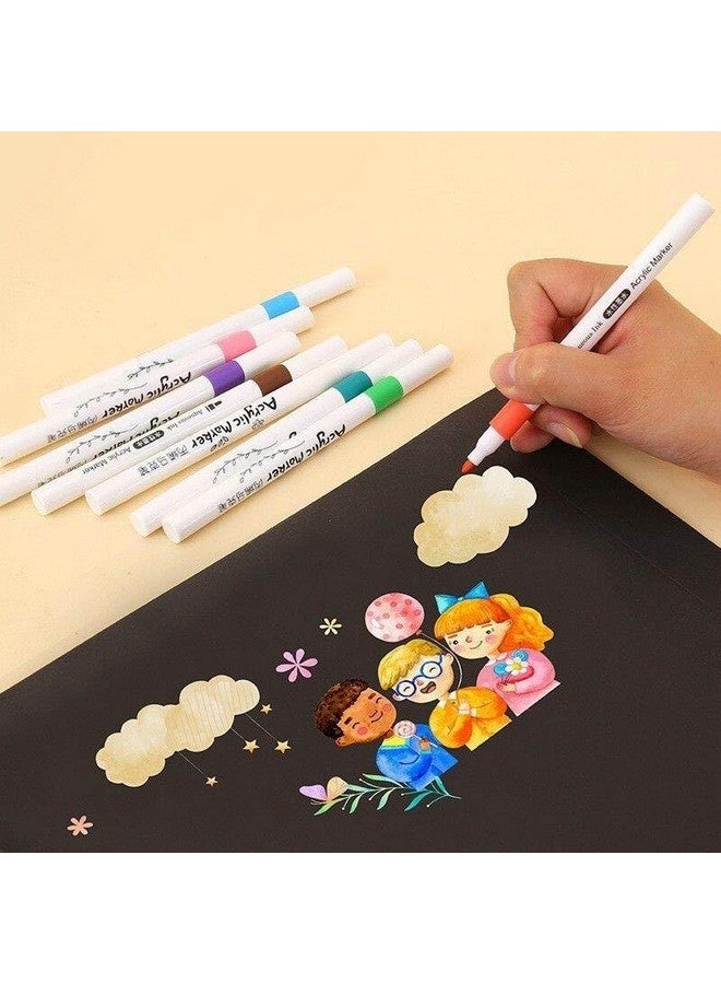 Amitasha 24 Shades Acrylic Markers Pen Paint Set for Rock Painting, Wood Painting, Art Craft Calligraphy Drawing, Glass Ceramic Fabric, Journal, Doodling, Writing Books, Perfect for Sketching - Image 3