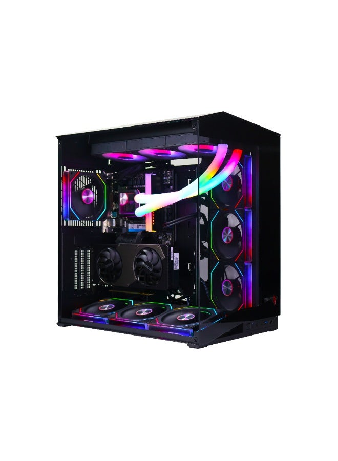 Spear Pc Gaming Pro – Intel i5-14400F, RTX 5070 12GB Vertical Mount, 16GB DDR5, 1TB NVMe SSD 3300MB/s, 700W PSU, 360mm ARGB Water Cooler, Case with 7 ARGB Fans & Remote Black - Image 1