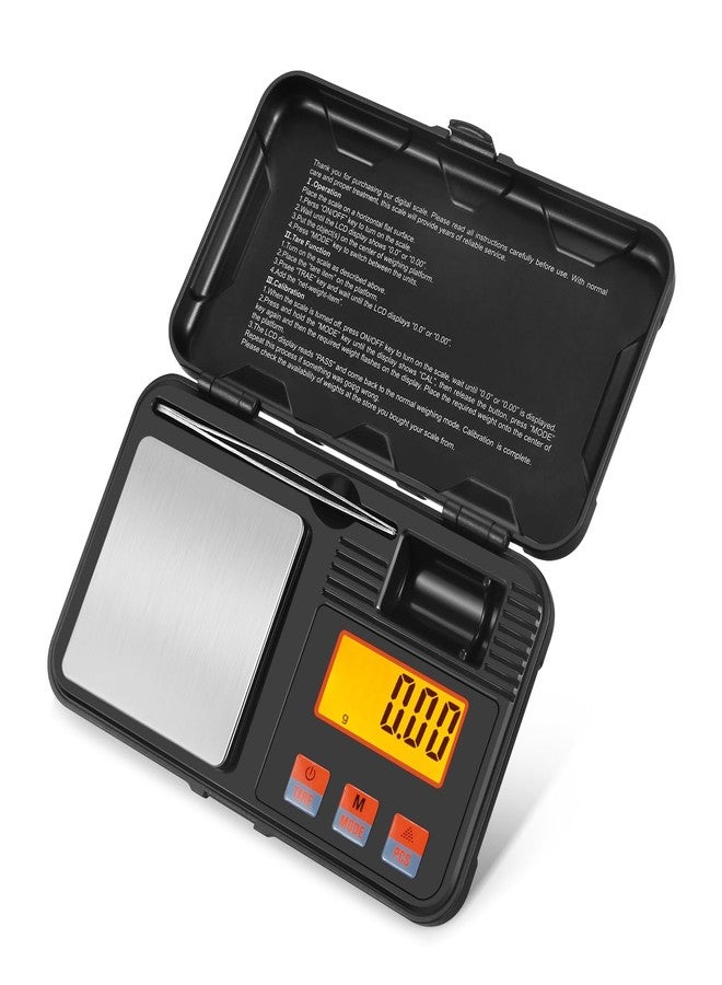 Flexzion Digital Scale Pocket Size Precision Gram Scale 200g / 0.01g, Travel Portable Mini Kitchen Food Ounces Carats/w Tweezers, LCD Light, 50 g Calibration Weight, 6 Units, Tare, Stainless Steel - Image 1