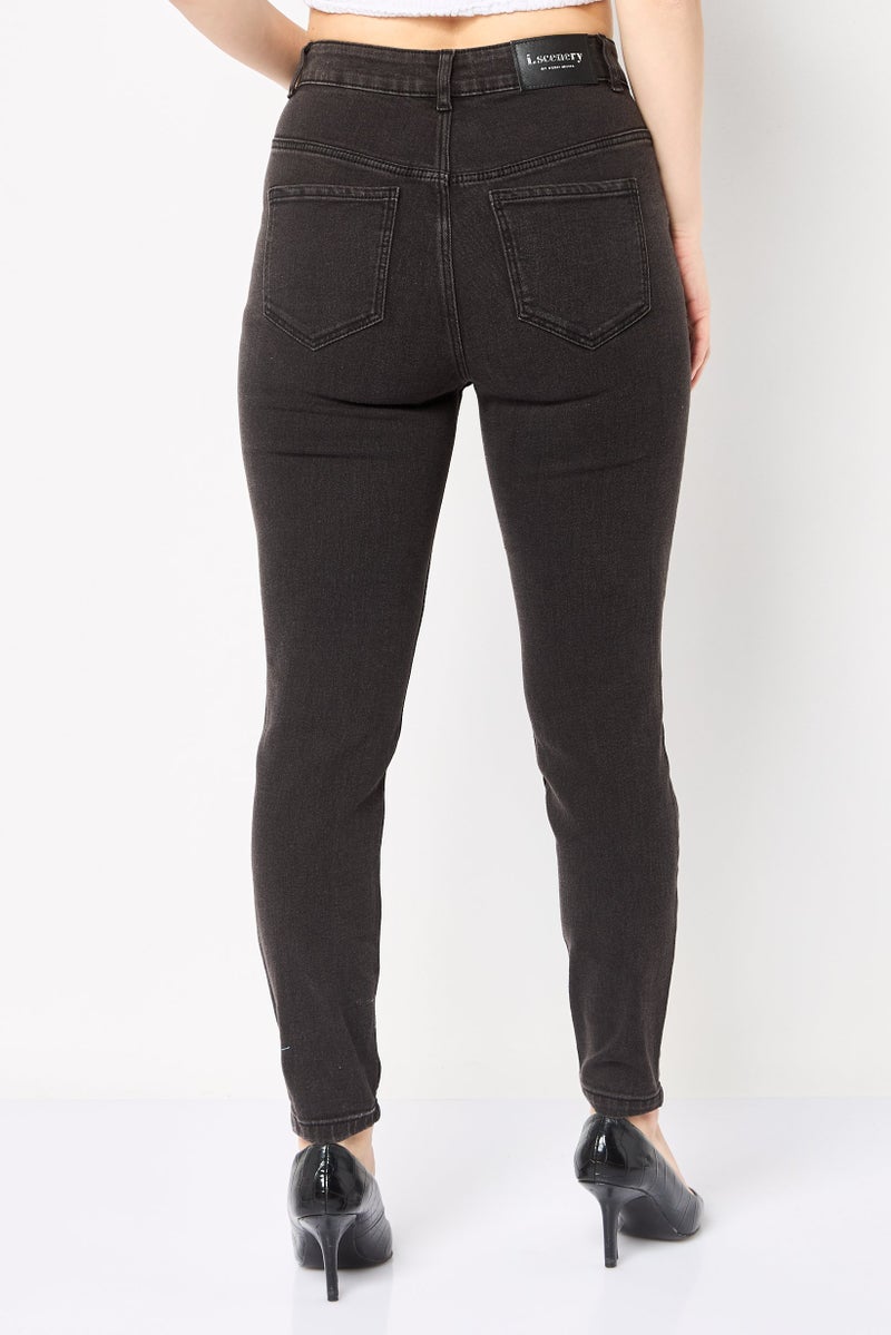 VERO MODA I Scenery By Vero Moda Women Skinny Fit High Rise Solid Stretchable Jeans, Dark Grey  - Image 4
