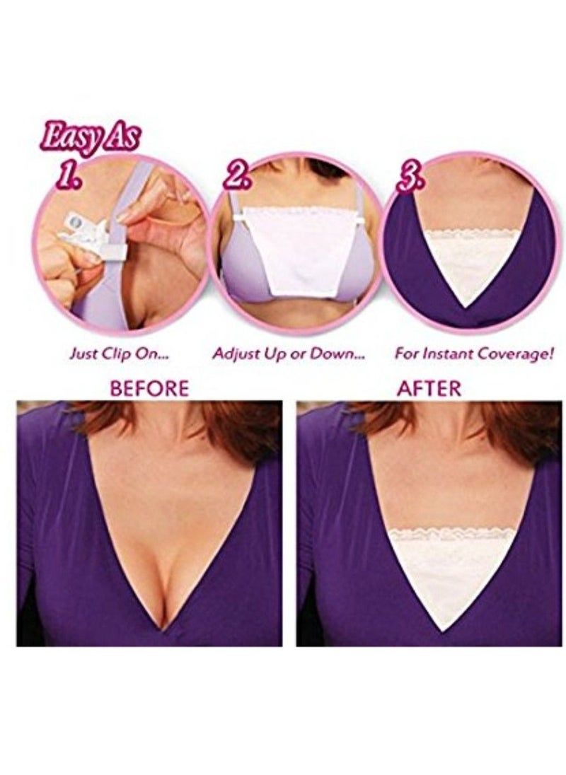 Glamroot - Women's Cotton Camisole Cleavage Cover Clip-on Mock Lace Camisecret - Set of 3 (Black, Dark Grey, Navy Blue) - Image 1