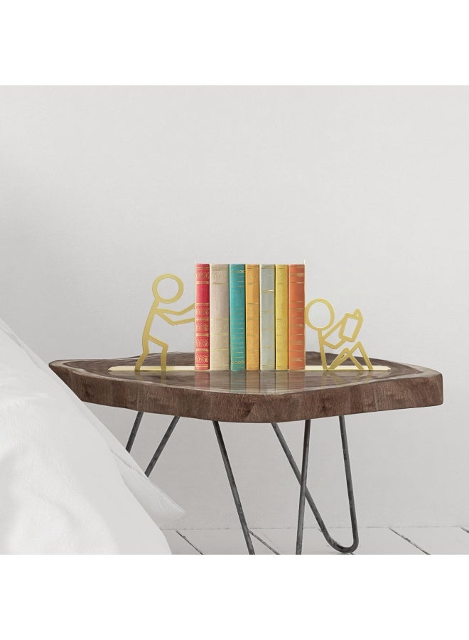 مثبتات كتب مكتبية معدنية فريدة من نوعها مثبتات كتب زخرفية لطيفة ديكور للقراءة ديكور رف الكتب للمكتب مكتبة المدرسة غرفة النوم، هدية لمحبي الكتب (ذهبي) - Image 4