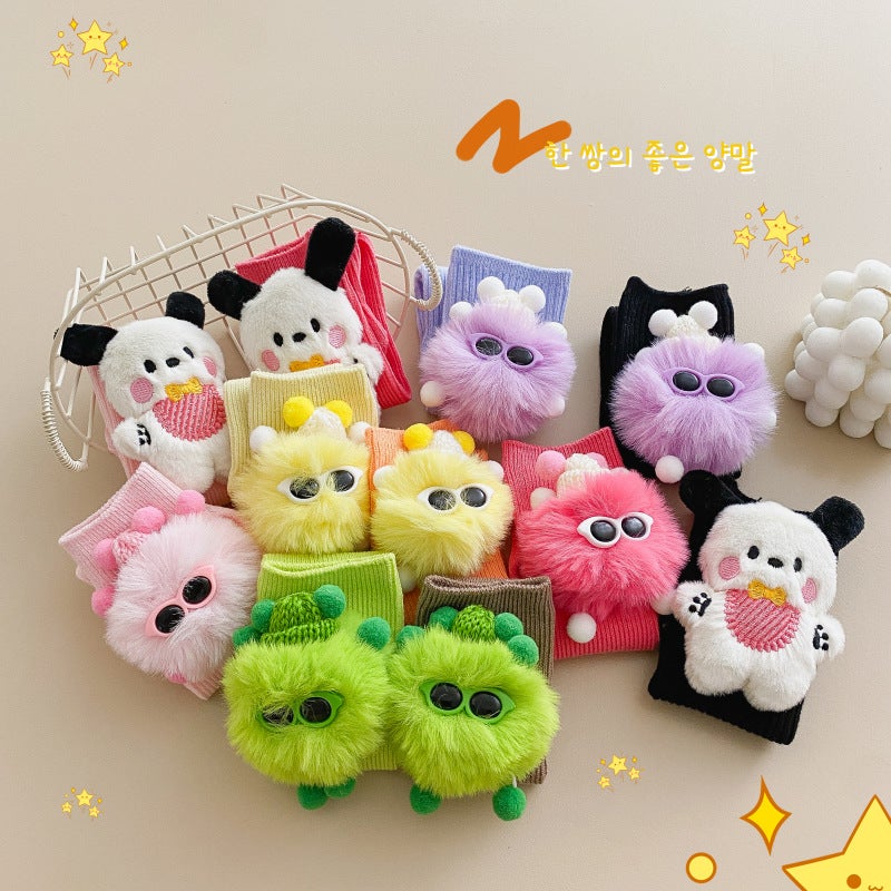 Children'S Socks Children Fur Ball Elf Doll Comfortable Soft Baby Cute Cartoon Fur Ball Doll Socks - Image 5