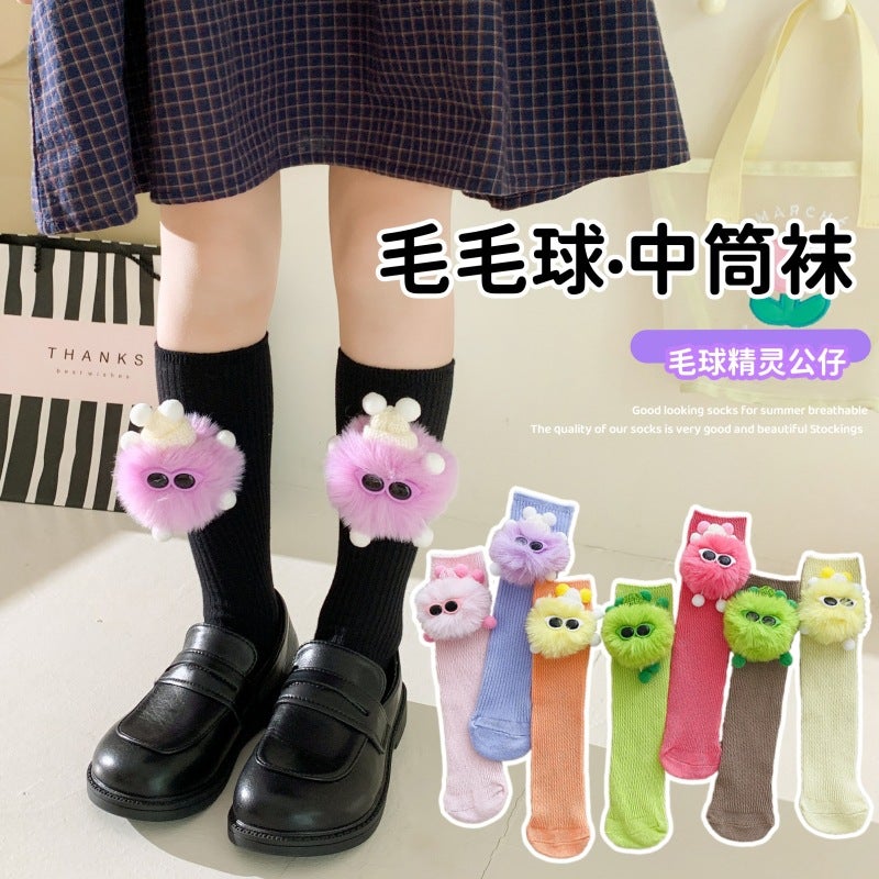 Children'S Socks Children Fur Ball Elf Doll Comfortable Soft Baby Cute Cartoon Fur Ball Doll Socks - Image 2
