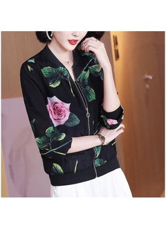 Generic 2024 Summer New Large Size Loose Fit Jacket Cardigan Top Short Jacket Trendy Printing Sun Protection Baseball Uniform For Women 8007# 