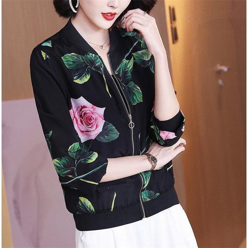 2024 Summer New Large Size Loose Fit Jacket Cardigan Top Short Jacket Trendy Printing Sun Protection Baseball Uniform For Women 8007# 
