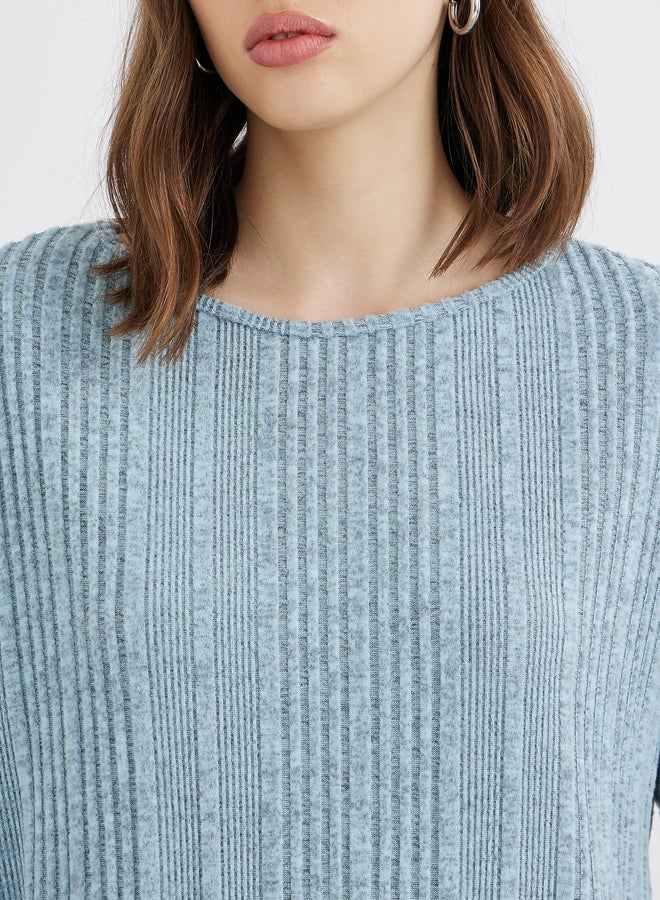 Take Two Blue Oversized Knit T-Shirt - Image 4