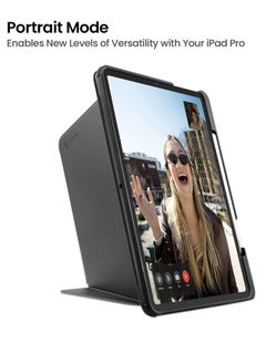 توم توك حافظة عمودية لجهاز iPad، غطاء واقٍ نحيف مضاد للانحناء مع حامل مغناطيسي لـ 3 أوضاع استخدام، أسود  - Image 3