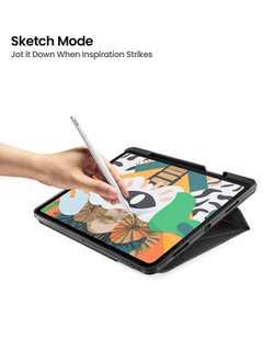 توم توك حافظة عمودية لجهاز iPad، غطاء واقٍ نحيف مضاد للانحناء مع حامل مغناطيسي لـ 3 أوضاع استخدام، أسود  - Image 5