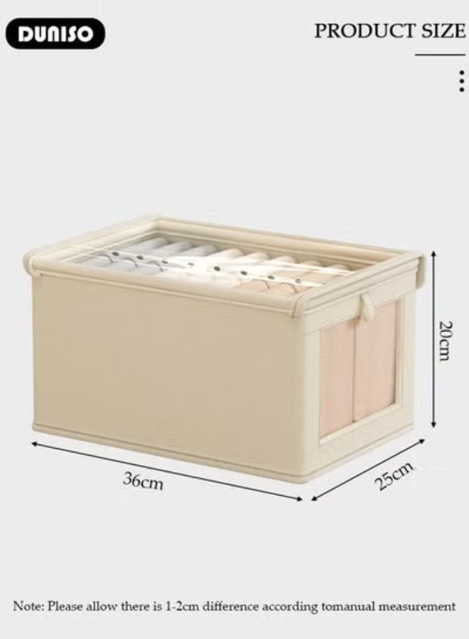 DUNISO 6 Pack Foldable Wardrobe Storage Boxes with Clear Lid & See-Through Window, Washable Stackable Clothes Organizer Bins with Portable Handles, Multipurpose Cube Storage Containers for Bedroom, Wardrobe, Office and Household Garment Arrangement - Image 2