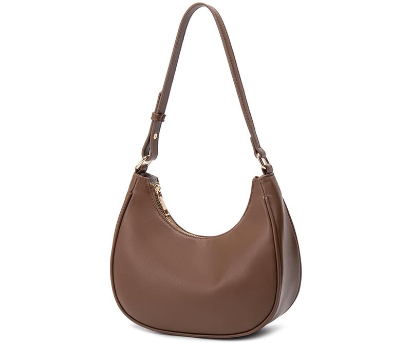 WSRYDJDL Crescent Shoulder Bags for Women Cute Hobo Tote Handbag Under the Arm Purses Mini Clutch Purse with Zipper Closure (Coffee) - Image 2