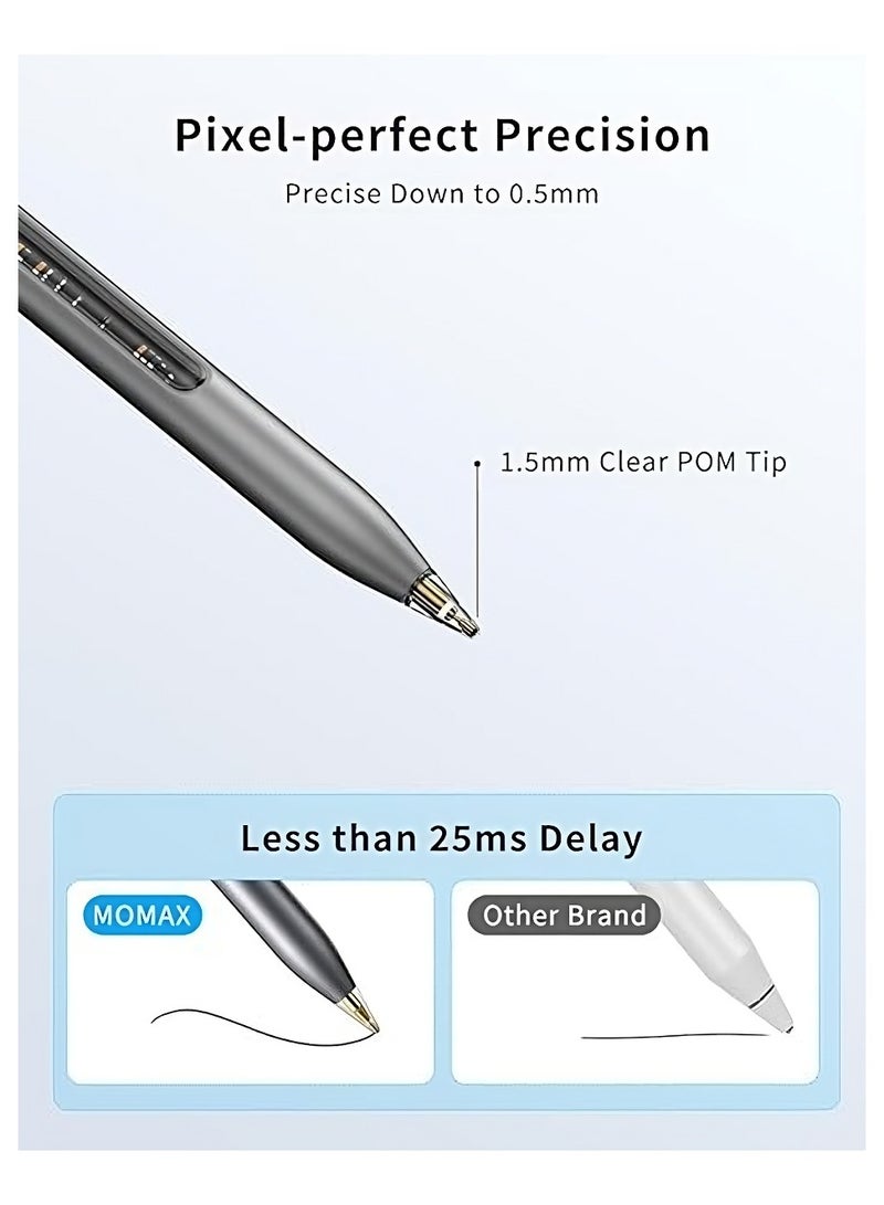 MOMAX Pen for iPad, Transparent iPencil with Magnetic Wireless Charging, High Sensitivity Smart Pen with Palm Rejection, Stylus Pencil Compatible with iPad Mini 6, iPad Air 5,4, iPad Pro 11 - Image 4