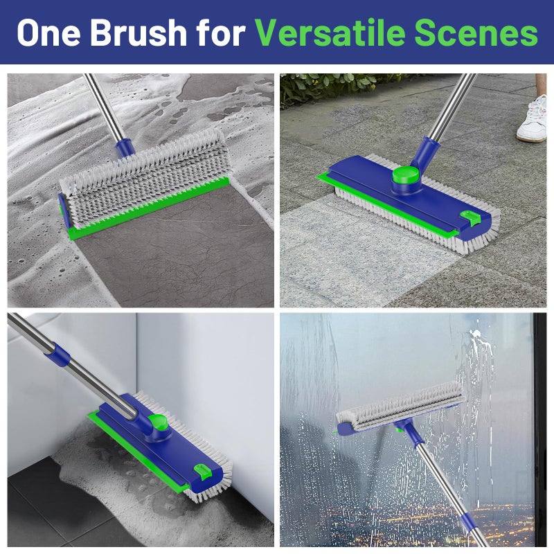 EHADOO Floor Scrub Brush with Long Handle: 3 in 1 Heavy-Duty Floor Scrubber Brush with Squeegee for Cleaning Tile Bathroom Deck Kitchen Patio - Image 3