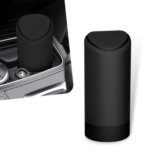 Eratus Pack1 Car Trash Can 62 x 25 Silicone Noiseless Environmentally Friendly Waterproof Storage Bin Odor Isolation Detachable Cleanable Cup Holder Trash Can Universal for Cars Black - Image 1