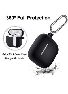 Generic Airpods 3 case cover with keychain full body protective shockproof cute soft silicone compatible with apple airpods 3rd generation case for women men front led visible black  - Image 4