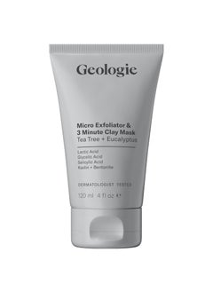 Geologie Micro Exfoliator  Clay Mask  3in1 Deep Cleansing Face Wash Pore Refining Mask  Skin Exfoliant  Tea Tree  Eucalyptus Scent For Men  Women  4 fl oz