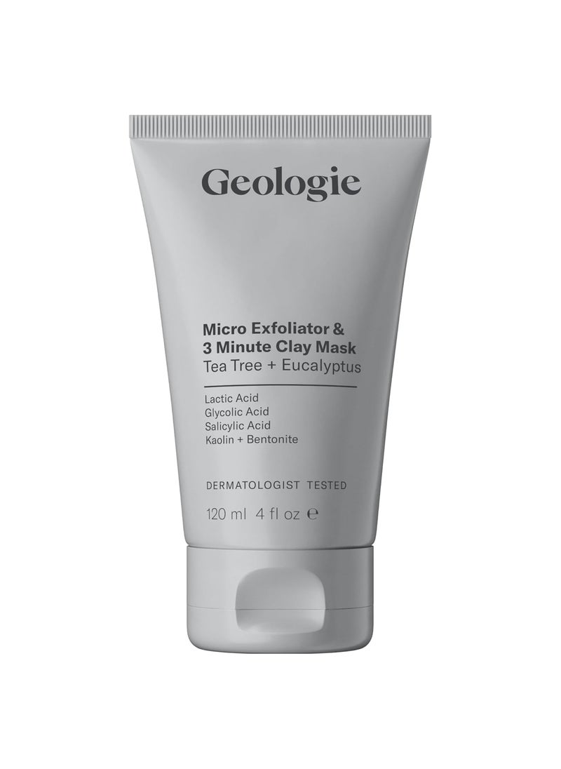 Geologie - Geologie Micro Exfoliator  Clay Mask  3in1 Deep Cleansing Face Wash Pore Refining Mask  Skin Exfoliant  Tea Tree  Eucalyptus Scent For Men  Women  4 fl oz - Image 1