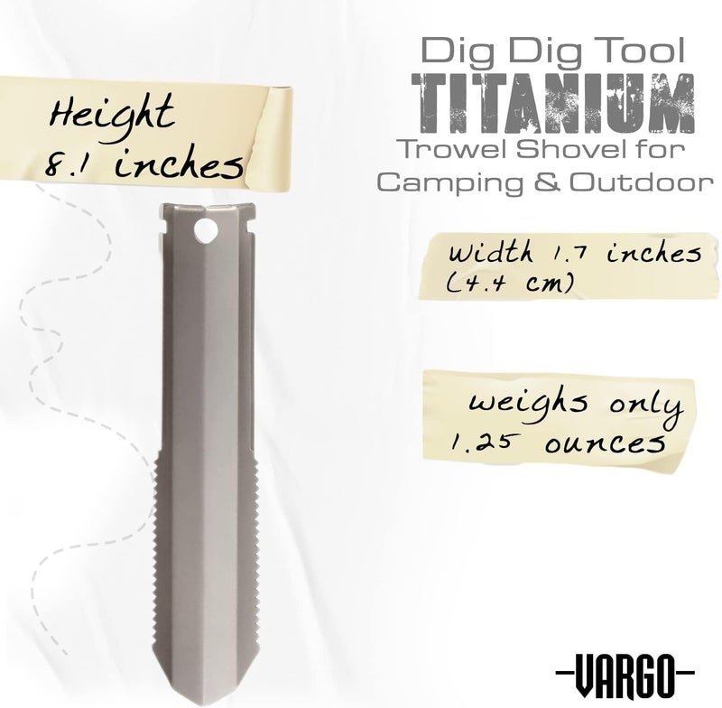 Vargo Outdoors Titanium Dig Dig Tool | Compact Backpacking Trowel Shovel for Camping & Outdoor Activities - Image 3