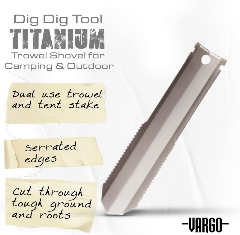 Vargo Outdoors Titanium Dig Dig Tool | Compact Backpacking Trowel Shovel for Camping & Outdoor Activities - Image 2