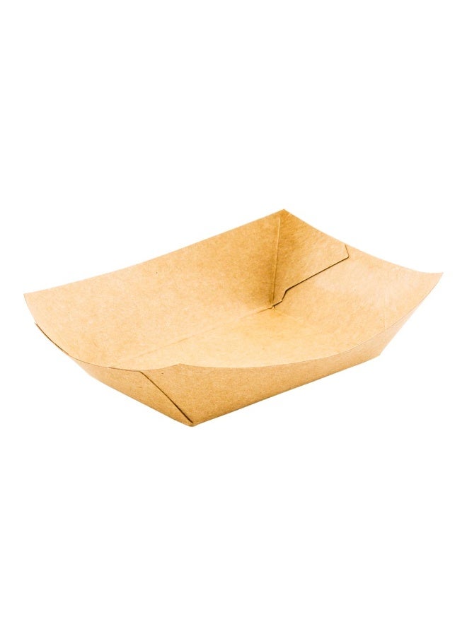 Restaurantware Bio Tek 4 Ounce Paper Boats, 400 Disposable #25 Food Trays - PE Lining, Durable, Kraft Paper Food Baskets, For Concession Stands, Picnics, or Fairs, Stackable - Image 1